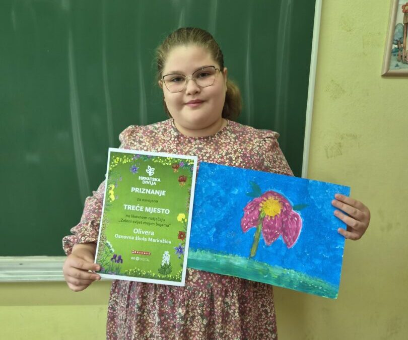 “Zeleni svijet mojim bojama”: veliki uspjeh naše učenice Olivere / “Зелени свет мојим бојама”: Велики успех наше ученице Оливере